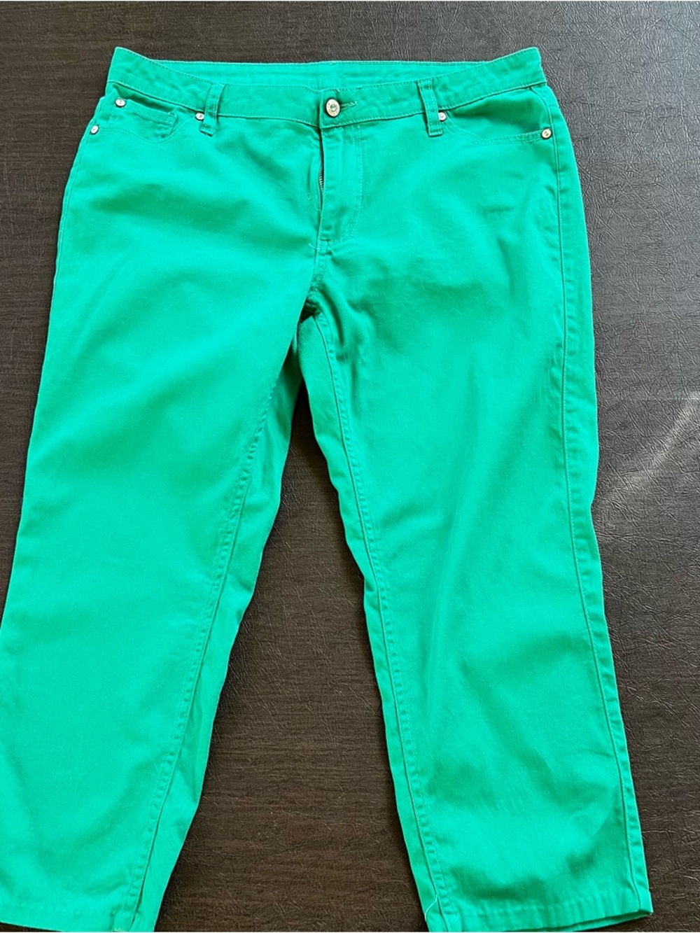 Bisou Bisou Jeans Womens Size 12 Kelly Green Cotton Stretch Tapered Leg